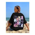 Sweetline Humor Bear Süprem T-Shirt - Siyah Baskılı Oversize Bisiklet Yaka Tişört