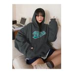 Sweetline Nice Sweatshirt - Füme Baskılı Oversize Kışlık Kalın Kapüşonlu