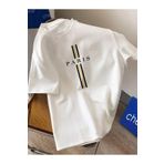 Sweetline Paris Üç Çizgi Süprem T-Shirt - Beyaz Oversize Bisiklet Yaka Kısa Kol Tişört