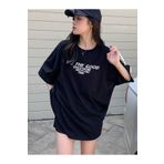 Sweetline See The Good Süprem T-Shirt - Siyah Baskılı Oversize Bisiklet Yaka Tişört