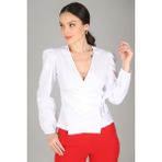 Sweetness Kadın Beyaz Kruvaze Model Likralı Gömlek