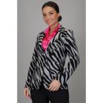 Sweetness Kadın Siyah Gri Zebra Desenli Astarsız Tek Düğme Ceket