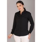 Sweetness Kadın Siyah Likralı Uzun Kol Pamuklu Klasik Gömlek - 2XL