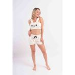 Sweet's Collection Ayarlanabilir Askılı Büstiyer Pijama Takımı Welsoft Peluş - Açık Krem