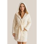 Sweet's Collection Kadın Welsoft Peluş Sabahlık - L - XL - Açık - Krem Rengi