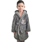 Sweet's Collection Koala Nakışlı Gri Kırçıllı Genç Çocuk Kapüşonlu Welsoft Peluş Sabahlık - 5 - 6 Yaş