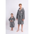 Sweet's Collection Koala Nakışlı Gri Kırçıllı Genç Çocuk Kapüşonlu Welsoft Peluş Sabahlık - 7 - 8 Yaş