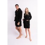 Sweet's Collection Siyah Kapüşonlu Welsoft Peluş Unisex Sabahlık - 2XL - Siyah - Siyah