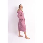 Sweet's Collection Uzun Kapüşonlu Kadın Sabahlık Welsoft Peluş - L - XL - Pudra Pembe