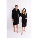 Sweet's Collection Uzun Kapüşonlu Unisex Welsoft Peluş Sabahlık - S - M - Koyu Siyah