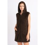 Sweet's Collection Yelek Kadın Uzun Tunik Welsoft Peluş - Antik Taba