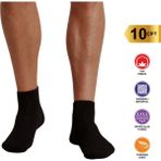 Sweex 10’lu Erkek Pamuklu Bilek Boy Patik Çorap – Nefes Alır, Terletmez, Düz Tasarım - Siyah - 40 - 44