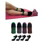 Sweex Kadın 4’lü Kaymaz Tabanlı Pamuklu Yoga Pilates Çorapları - Nefes Alabilir, Renkli, Konforlu 37-40