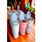 SWENCRAFT 6 Litre 6 Adet Erzak Bakliyat Saklama Kabı Kiler Box 6 'lı Set Lüks Şık Kutu Gri