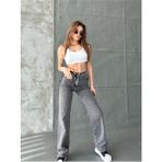 Swet Shop Jeans Kadın Siyah Kar Yıkama Yüksek Bel Likralı Wide Leg Geniş Paça Palazzo Kot Pantolon Gri 26