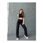 Swet Shop Jeans Kadın Siyah Yüksek Bel Wide Leg Geniş Paça Palazzo Kot Pantolon