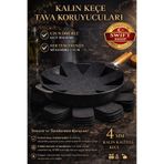 Swift Shop Siyah Kalın Tencere,tava&Borcam Koruyucu Çizdirmez Elyaf Keçe6'lı Set30x30Cm Tava Koruyucu Çizdirmez