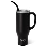 Swig Life 30 oz Mega Kupa, 30 oz Saplı ve Pipetli Bardak, Bardak Tutucu Dostu, Bulaşık Makinesinde Yıkanabilir, Ekstra Büyük Yalıtımlı Bardak, Paslanmaz Çelik Su Bardağı (Siyah)