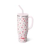 Swig Life 30 oz Mega Kupa, 30oz Saplı ve Pipetli Bardak, Bardak Tutucu Dostu, Bulaşık Makinesinde Yıkanabilir, Ekstra Büyük Yalıtımlı Bardak, Paslanmaz Çelik Su Şişesi (Kirazlı Turta)