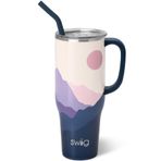 Swig Life 40 oz Mega Kupa, 40oz Saplı ve Pipetli Bardak, Bardak Tutucu Dostu, Bulaşık Makinesinde Yıkanabilir, Ekstra Büyük Yalıtımlı Bardak, Paslanmaz Çelik (Ay Parlatıcı)