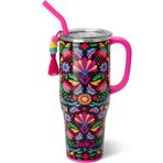 Swig Life 40 oz Mega Kupa, 40oz Saplı ve Pipetli Bardak, Bardak Tutucu Dostu, Bulaşık Makinesinde Yıkanabilir, Ekstra Büyük Yalıtımlı Bardak, Paslanmaz Çelik (Caliente)