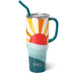 Swig Life 40 oz Mega Kupa, 40oz Saplı ve Pipetli Bardak, Bardak Tutucu Dostu, Bulaşık Makinesinde Yıkanabilir, Ekstra Büyük Yalıtımlı Bardak, Paslanmaz Çelik (Güneş Dansı)