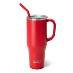 Swig Life 40 oz Mega Kupa, 40oz Saplı ve Pipetli Bardak, Bardak Tutucu Dostu, Bulaşık Makinesinde Yıkanabilir, Ekstra Büyük Yalıtımlı Bardak, Paslanmaz Çelik (Kırmızı)