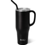 Swig Life 40 oz Mega Kupa, 40oz Saplı ve Pipetli Bardak, Bardak Tutucu Dostu, Bulaşık Makinesinde Yıkanabilir, Ekstra Büyük Yalıtımlı Bardak, Paslanmaz Çelik (Siyah)