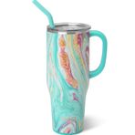 Swig Life 40 oz Mega Kupa, 40oz Saplı ve Pipetli Bardak, Bardak Tutucu Dostu, Bulaşık Makinesinde Yıkanabilir, Ekstra Büyük Yalıtımlı Bardak, Paslanmaz Çelik (Yolculuk Tutacağı)