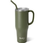 Swig Life 40 oz Mega Kupa, 40oz Saplı ve Pipetli Bardak, Bardak Tutucu Dostu, Bulaşık Makinesinde Yıkanabilir, Ekstra Büyük Yalıtımlı Bardak, Paslanmaz Çelik (Zeytin)