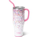 Swig Life 40oz Mega Kupa, 40oz Saplı ve Pipetli Bardak, Ekstra Büyük Yalıtımlı Bardaklar, Bardak Tutucu Dostu Seyahat Kupası (Konfeti)