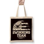 Swimming Team American Us Flag Swimmer Swim Athlete Coach Bez Çanta Uzun Saplı - Açık Bej - 40 X 40