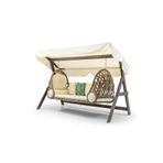 Swing Saltanat Ahşap Rattan Salıncak Dış Mekan Bahçe Balkon Ve Teras Salıncağı Krem