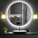 Swirl Beyaz Led'li Lavabo & Banyo Aynası (Dokunmatik Sensörlü) - Beyaz Ledli - 90 x 90