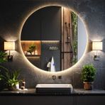 Swirl Günışığı Led'li Lavabo & Banyo Aynası (Dokunmatik Sensörlü) - Gün Işığı Ledli - 90 x 90