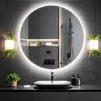 Swirl Led'li Lazer Kumlamalı Lavabo & Banyo Aynası (Dokunmatik Sensörlü) beyaz led 90 x 90