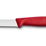 SwissClassic Tırtıklı Soyma Bıçağı, 8 cm, Kırmızı, Paslanmaz Çelik