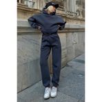 Swist Füme Felpa Kapüşonlu Sweatshirt-Eşofman İçi Şardonlu Kadın Eşofman Takımı