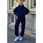 Swist Lacivert Felpa Kapüşonlu Sweatshirt-Eşofman İçi Şardonlu Kadın Eşofman Takımı