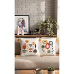SWITA Home Design Çiflti Kombin Punch Işlemeli Kırlent Kılıfı (panç)