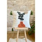Swita Home Punch Işlemeli Tekli Dekoratif Özel Tasarım Kırlent Kılıfı (Panç) - 43 x 43 cm - Turuncu