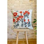 Swita Home Punch Işlemeli Tekli Dekoratif Papatya Desen Kırlent Kılıfı (Panç) - 43 x 43 cm - Turuncu