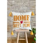 SWITA Punch Işlemeli Tekli Dekoratif Home Sweet Home Kırlent Kılıfı (PANÇ)