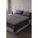 Swita Seren Desen Çift Kişilik Nakışlı Yatak Örtüsü Seti Şönil Kumaş Punch Nakışlı 240X260CM - Beyaz - Kahverengi - 240 x 260 cm