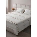 Swita Zen Baklava Desen Çift Kişilik Nakışlı Yatak Örtüsü Seti Şönil Kumaş Punch Nakışlı 240X260CM - Cappuccino - 240 x 260 cm