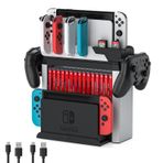 Switch Game Storage with Controller Charger for Nintendo Switch & OLED Model, MLIFEMFUL Switch Charging Dock Charges 6 Joycons, Switch Gaming Accessories Holder Desk, Switch Game Gift Card Organizer