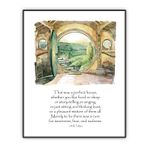 SWITHOM İlham Verici Alıntı Baskı, That Was a Perfect House, Hobbit Hole House Suluboya Poster Duvar Sanatı Ev Dekoru, Oturma Odası Yatak Odası için Yeşil Poster Duvar Dekoru, 35,5 x 30,5 cm