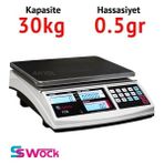 Swock Tcs-A 30K Dijital Hassas Sayıcı Terazi - Hassasiyet: 0.5 Gr. Max: 30 Kg. - Beyaz