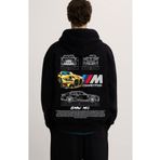 swOzz BMW M4 Ön Ve Sırt Baskılı Siyah 3 Ip Kalın Kumaş Unisex Sweatshirt Hoodie