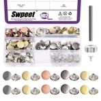 Swpeet 102 adet 5 renk kot düğmeleri ve perçin seti, 17 mm No-Sew çivi çıkarılabilir Combo iplik perçinler, kap Denim Metal yerine Snap Press Çıtçıt ve kurulum aracı giysi için